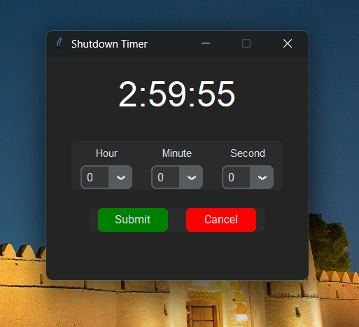 Main Interface of Shutdown Timer